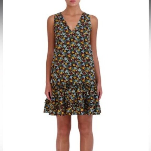 BCBG Paris Floral Layered Sleeveless Ruffle Dress XXL - Picture 1 of 10